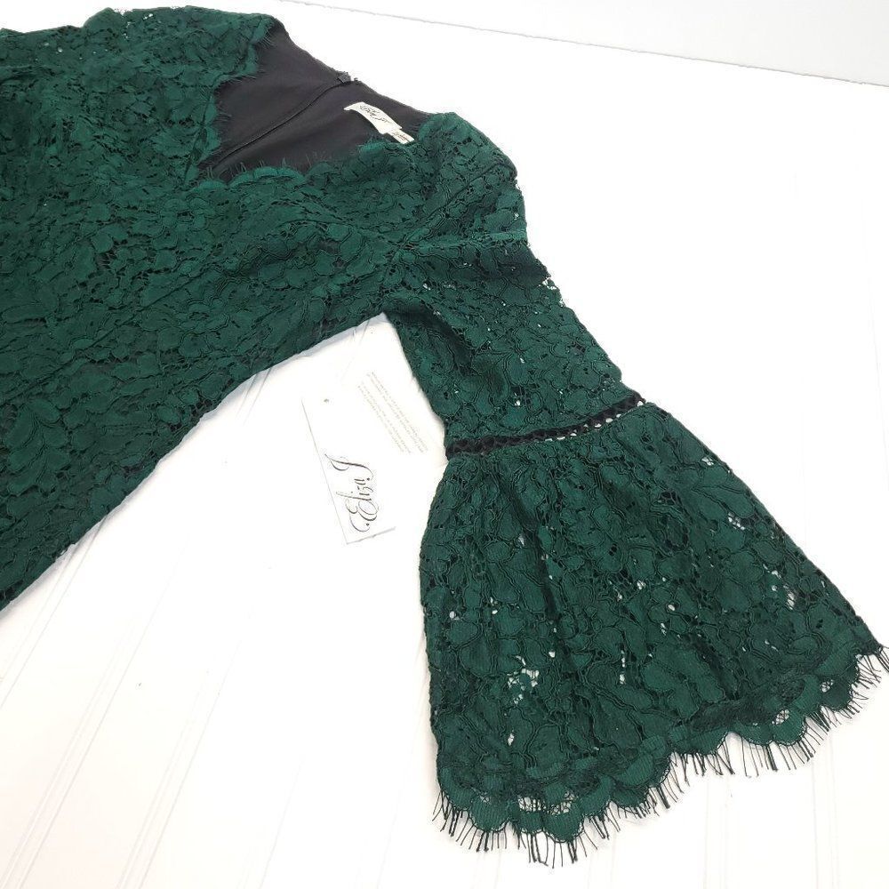 Eliza J Green Bell Sleeve Lace Mini Dress J-0238f1.6 - Picture 12 of 13